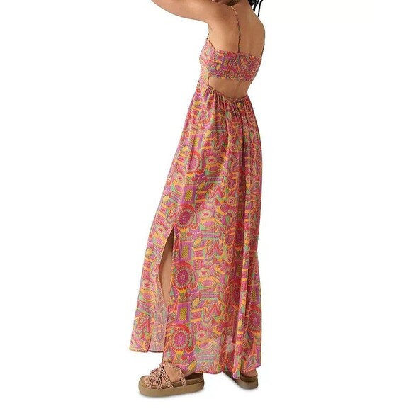 BA&SH Maxi Dress Womens Medium Pink Pullover Cut Out Smocked DALIA - Picture 1 of 11